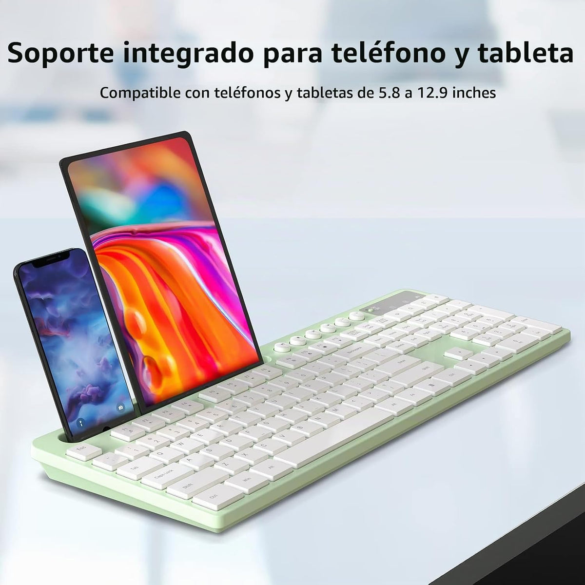 MARVO Wirelss - Combo de teclado y mouse con soporte para teléfono,...