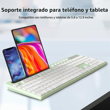 MARVO Wirelss - Combo de teclado y mouse con soporte para teléfono,...