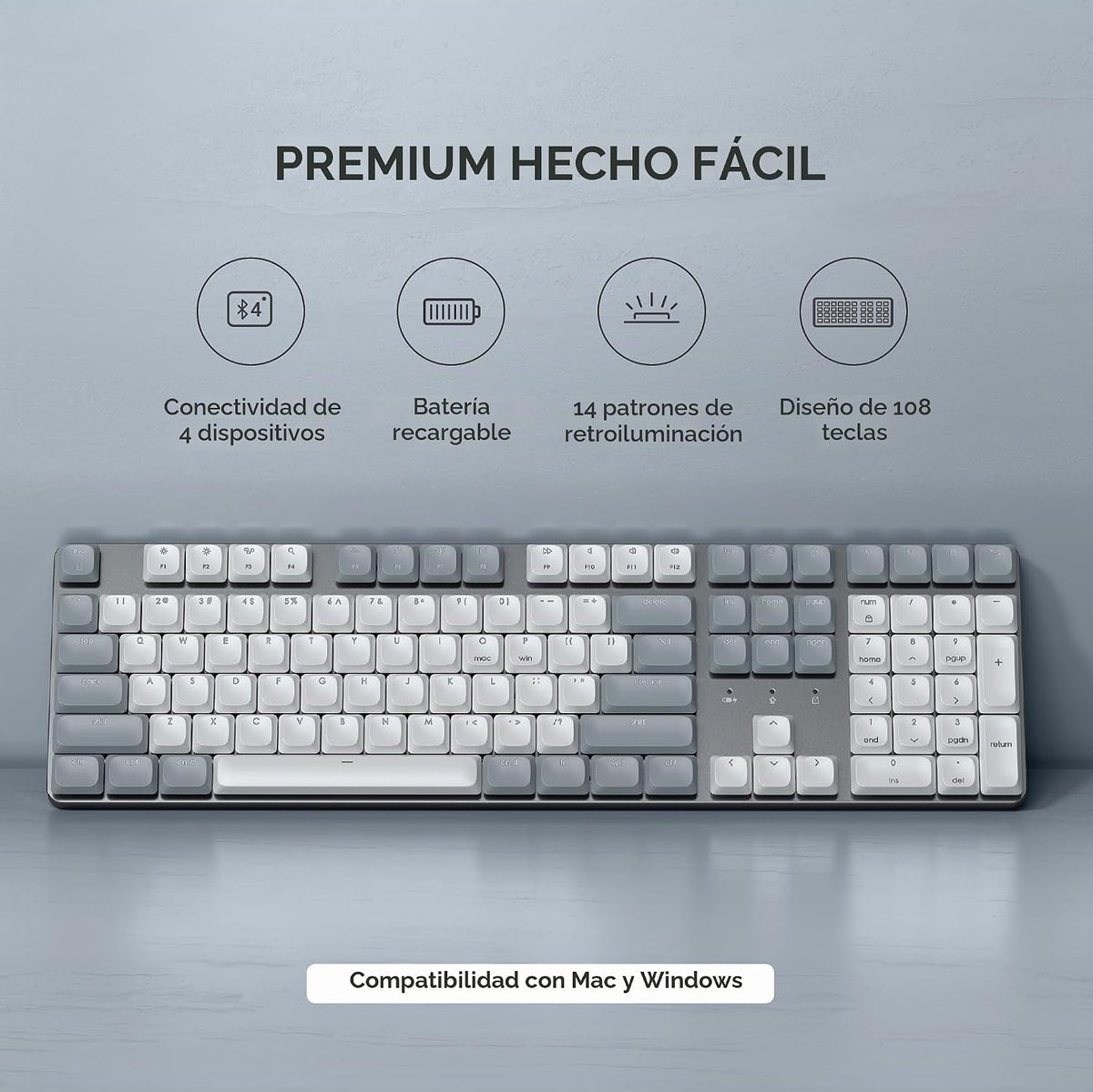 Satechi SM3 - Teclado mecánico para Mac y Windows, 108 teclas de ta...