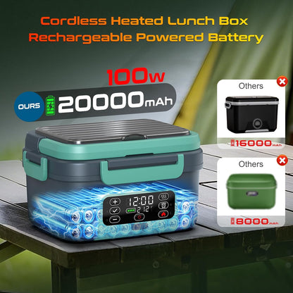 Omboos Lonchera eléctrica inalámbrica con calefacción, XL 6.3 tazas...