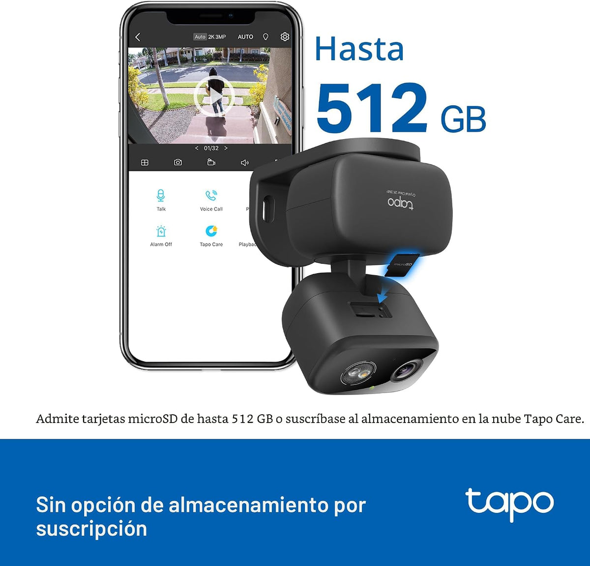 Tapo 2K Cámara de seguridad con cable panorámica/inclinable para in...