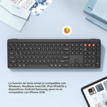 MEETION Combo de teclado y mouse Bluetooth, multidispositivo silenc...