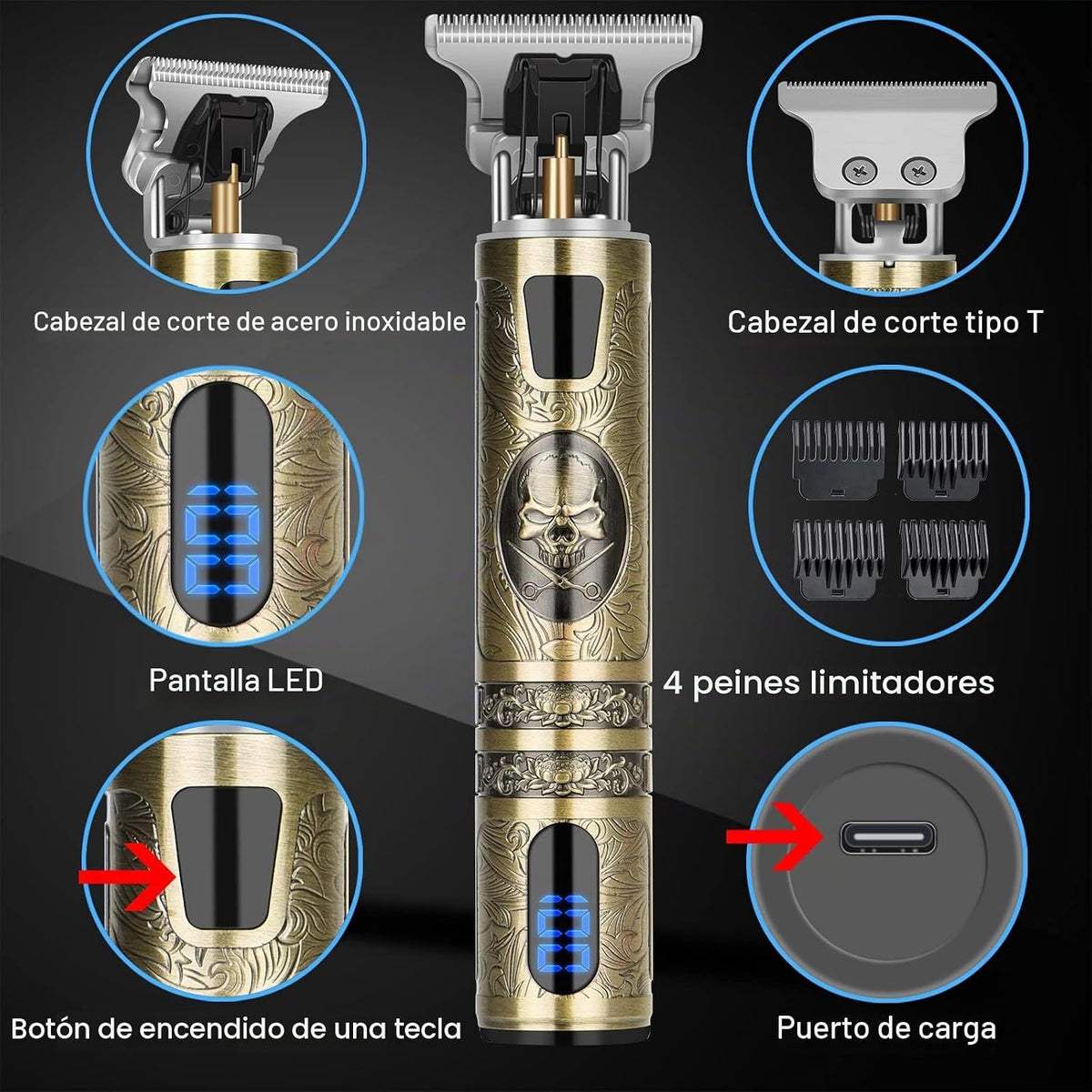 Cortador de pelo profesional para hombres, recortadora de barba y c...