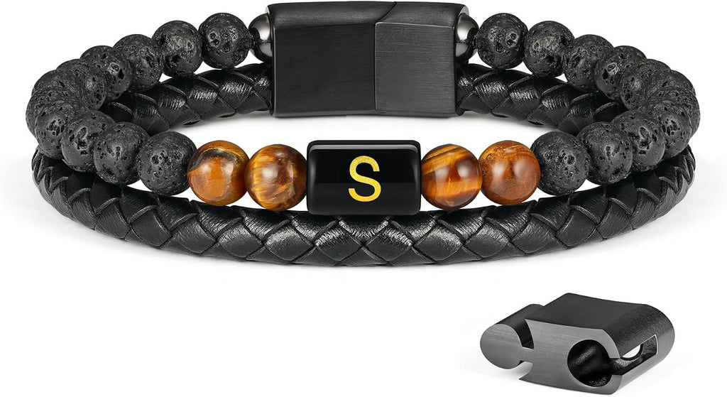 LUXEJEW Regalos para Hombres – Pulsera para Hombre, Pulsera con Ini...