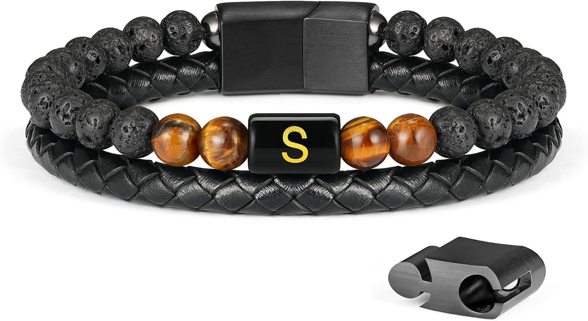 LUXEJEW Regalos para Hombres – Pulsera para Hombre, Pulsera con Ini...