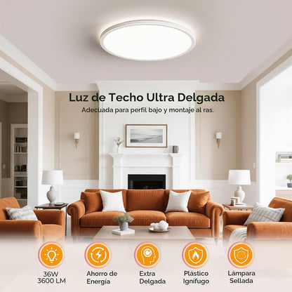 BLNAN Lámpara LED de techo empotrada con control remoto, 15.4 pulga...
