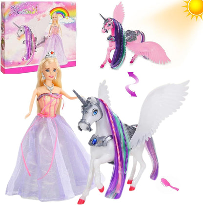 Yellow River Muñeca de unicornio y princesa que cambia de color, ca...