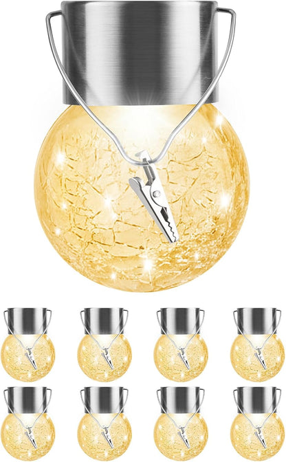 Luces Solares Exteriores Colgantes Globo Decorativo Paquete de 8, F...