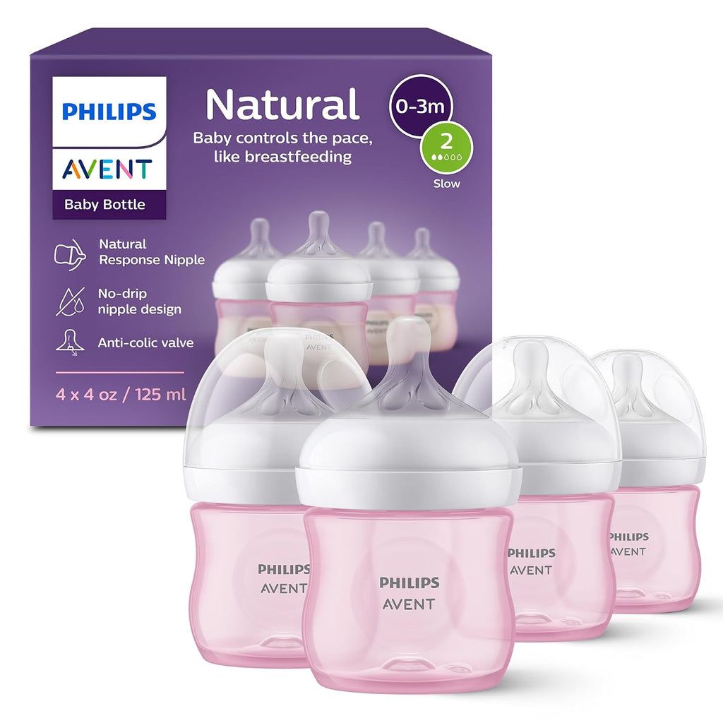 Philips Avent Biberones naturales, flujo lento, 4 onzas, sin BPA, p...