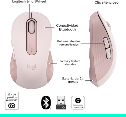 Ratón inalámbrico Logitech Signature M650 para manos pequeñas y med...