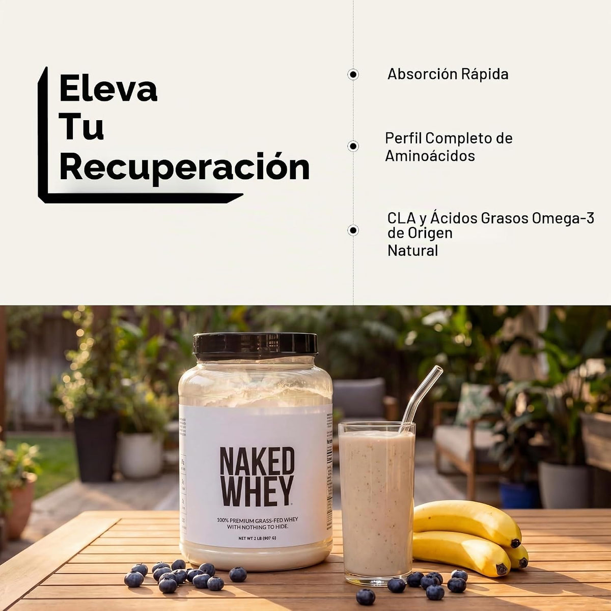 NAKED Whey - Proteína de suero de leche en polvo 100% alimentada co...