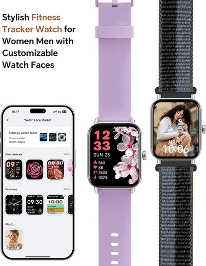Reloj inteligente para mujeres\/hombres, llamadas Bluetooth, Alexa...