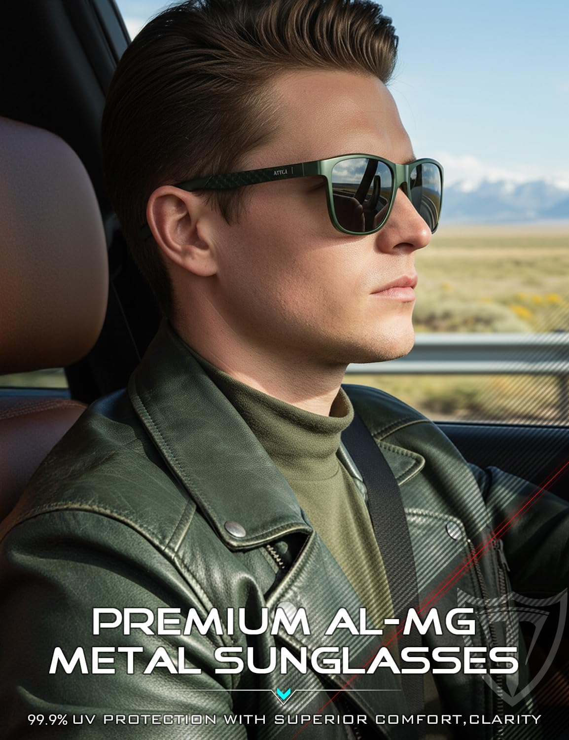 ATTCL Gafas de sol polarizadas para hombre Al-Mg Metal ultraligeras...