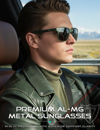 ATTCL Gafas de sol polarizadas para hombre Al-Mg Metal ultraligeras...