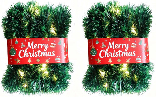 Paquete de 2 guirnaldas de Navidad con luces, total de 38 pies, 80...