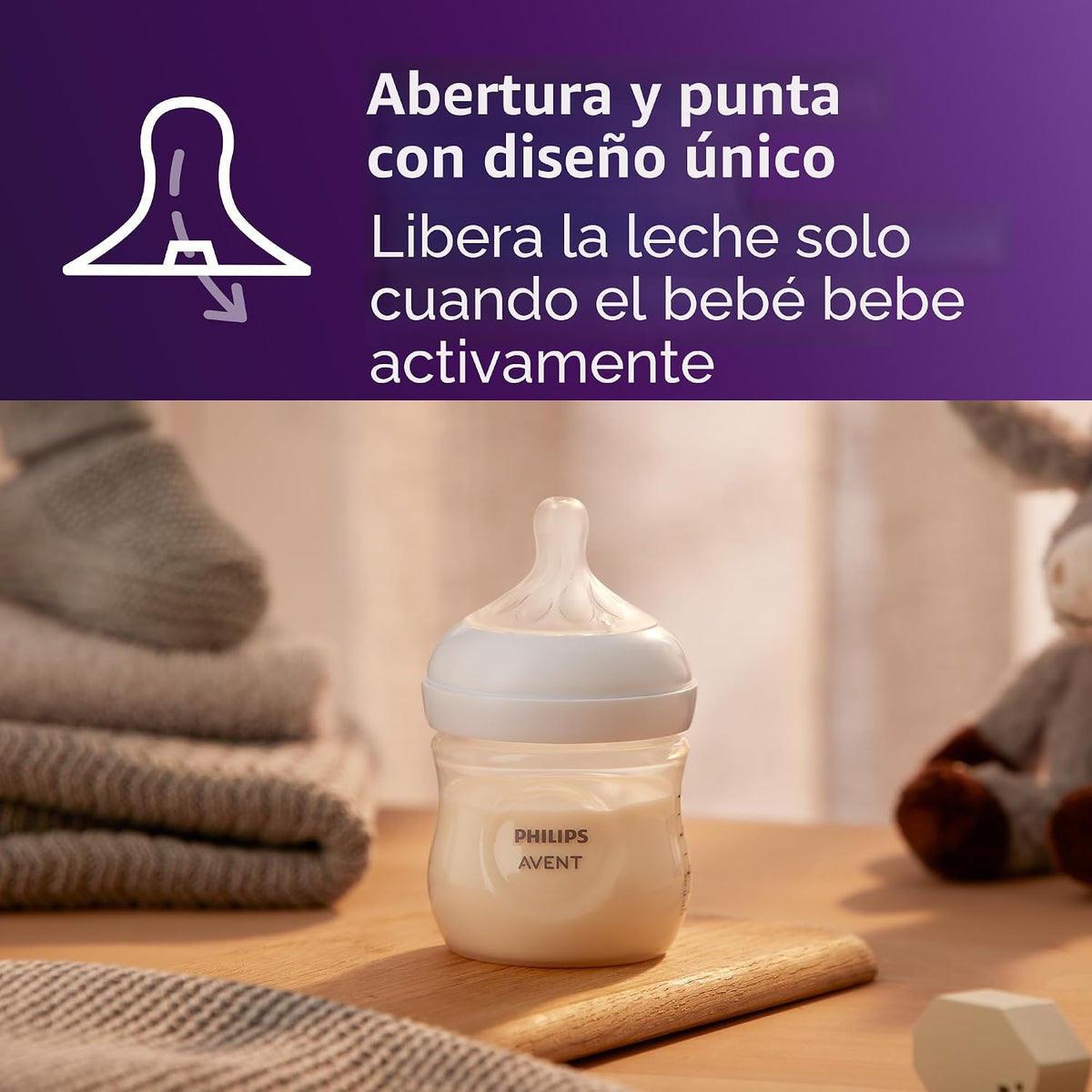 Philips Avent Biberones naturales, flujo lento, 4 onzas, sin BPA, p...