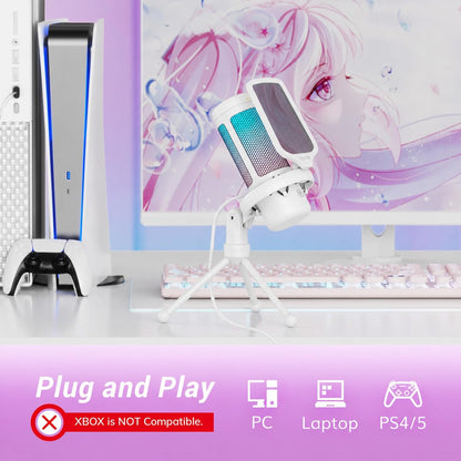 TONOR Micrófono para juegos, micrófono de PC RGB, micrófono USB de...
