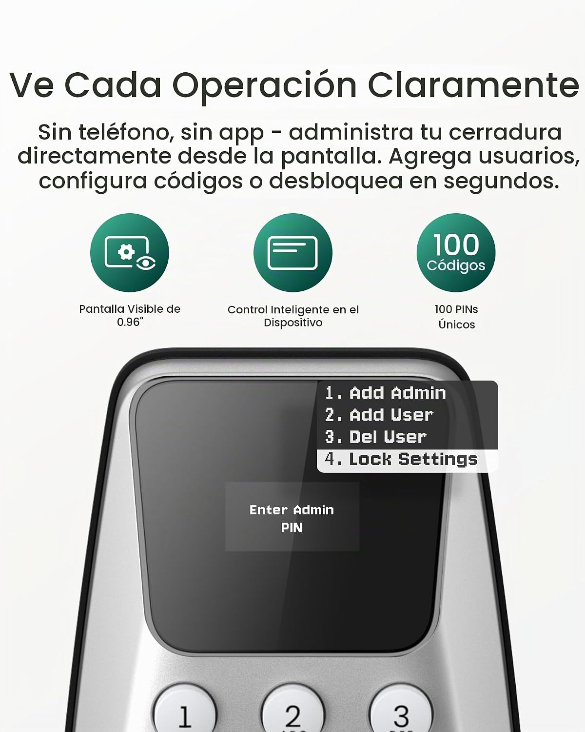 DESLOC Cerradura de puerta de entrada sin llave C100 con juego de m...