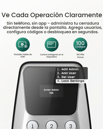 DESLOC Cerradura de puerta de entrada sin llave C100 con juego de m...