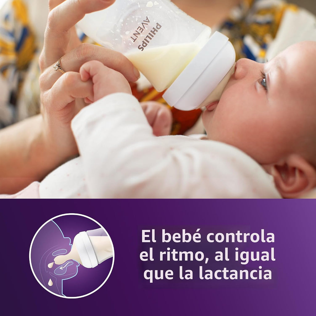 Philips Avent Biberones naturales, flujo medio, 9 onzas, sin BPA, p...