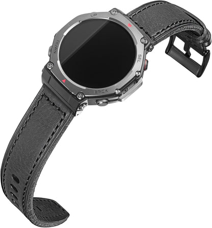 SMITHA Correa de reloj de cuero genuino compatible con Amazfit T-Re...