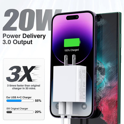 Bloque de cargador USB C, paquete de 3 enchufes de cargador de pare...