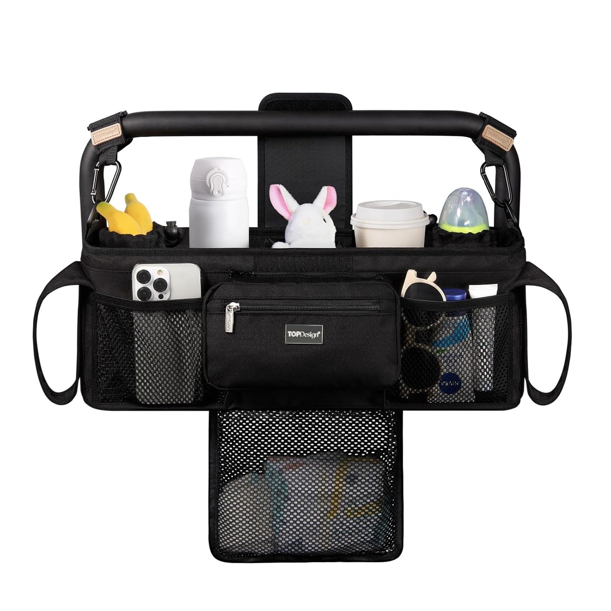 TOPDesign Organizador universal para cochecito de bebé, carro doble...