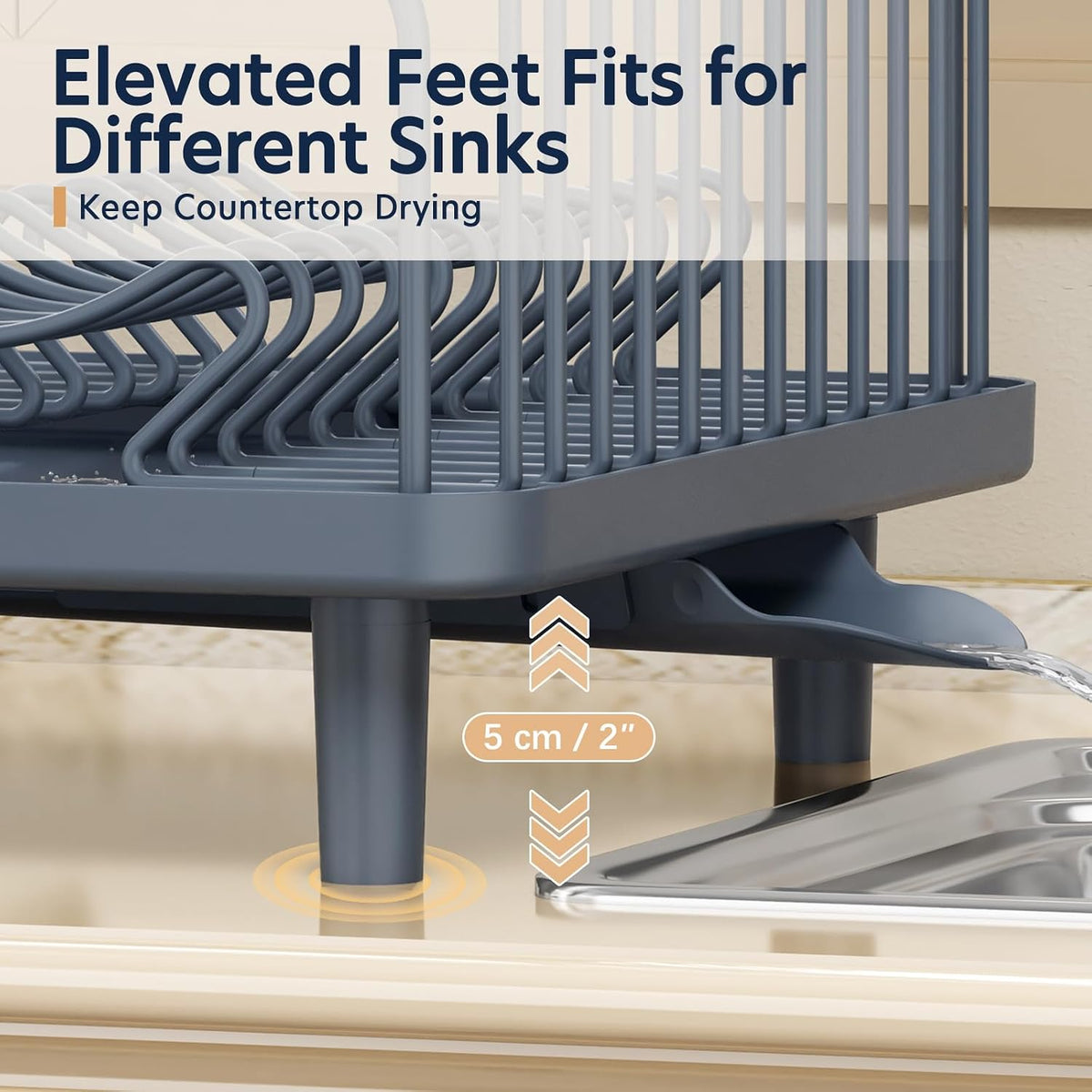 KINGRACK Escurridor de platos para encimera de cocina, escurridor d...