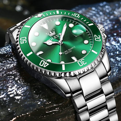 OLEVS Relojes de lujo para hombres grandes de acero inoxidable resi...
