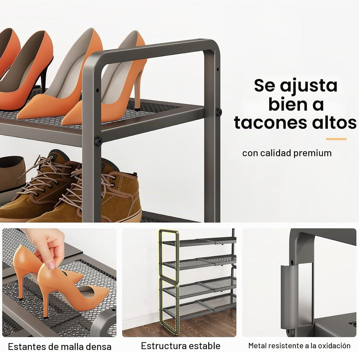 SNTD Zapatero de metal expandible para armario, entrada y garaje, 4...
