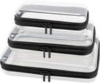YOPCDJ Paquete de 3 fundas rígidas transparentes con cremallera, Ne...