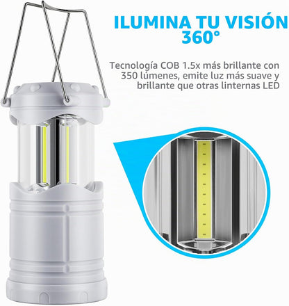 Lichamp Linterna LED de camping, paquete de 4 linternas alimentadas...