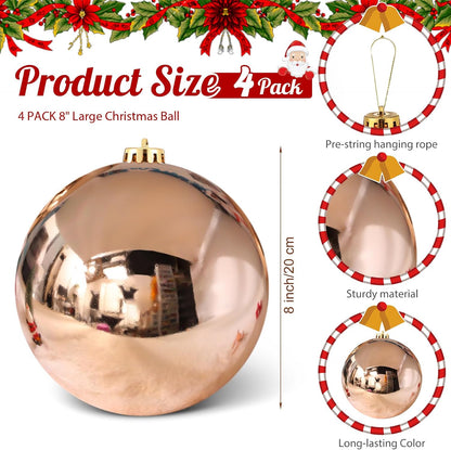 Zubebe 4 piezas extra grandes de adornos de bola de Navidad de 8...