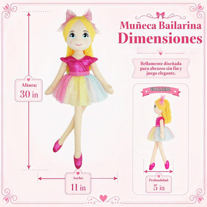 June Garden Princesa Bailarina Polina de 30" XL - Muñeca de Pel...