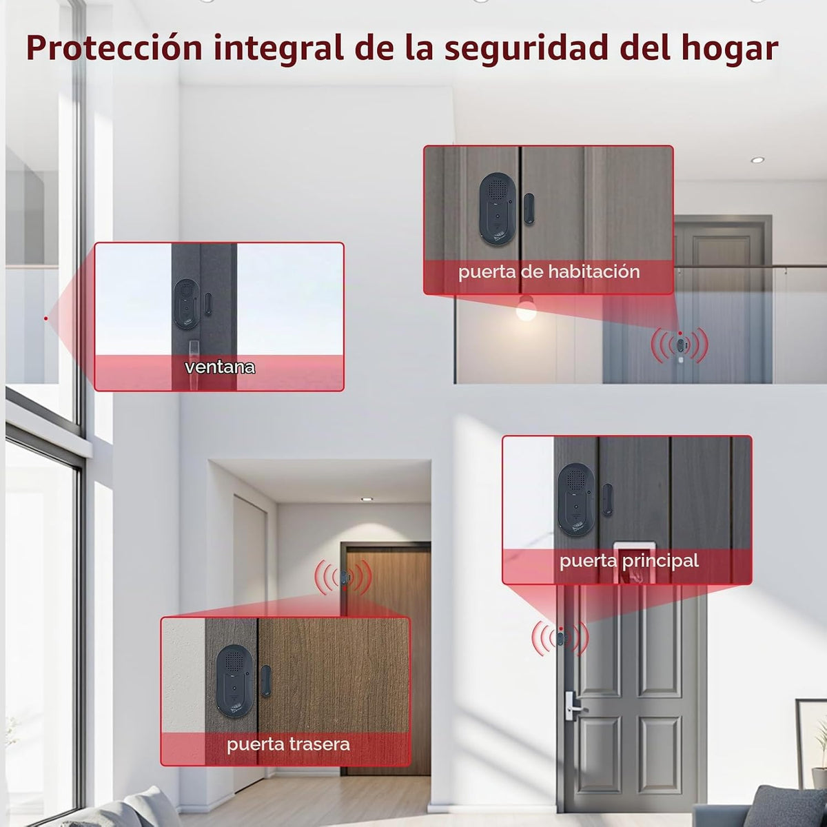 Sanjie Alarmas de puerta cuando se abre, sensores de alarma de vent...