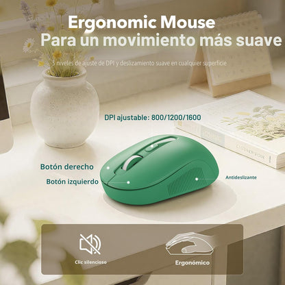 Teclado y mouse inalámbricos, tecla redonda, reposamuñecas magnétic...