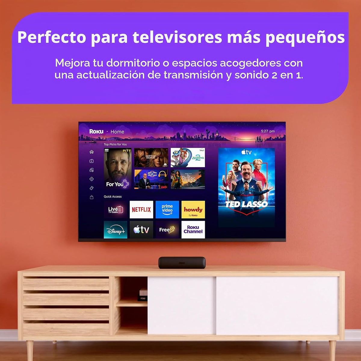 Roku Streambar SE, barra de sonido 4K con dispositivo de transmisió...