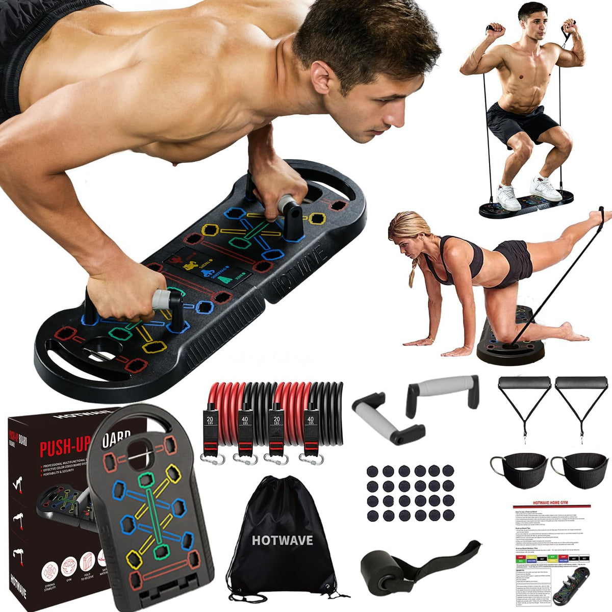 Tabla de flexiones HOTWAVE, tabla de flexiones portátil, barra de f...
