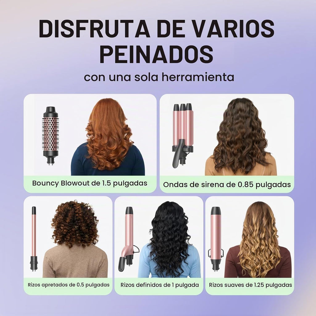Wavytalk Juego de rizador 5 en 1, barriles de 0,5 a 1,25 pulgadas,...