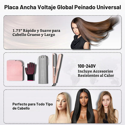 Plancha de pelo de cerámica de 1.75 "para mujeres, plancha plan...