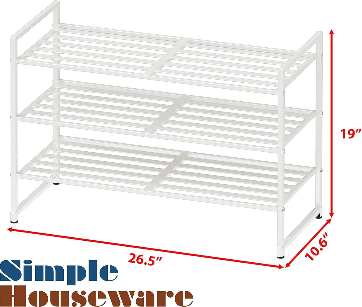 Simple Houseware Zapatero apilable con panel de metal de 3 niveles...