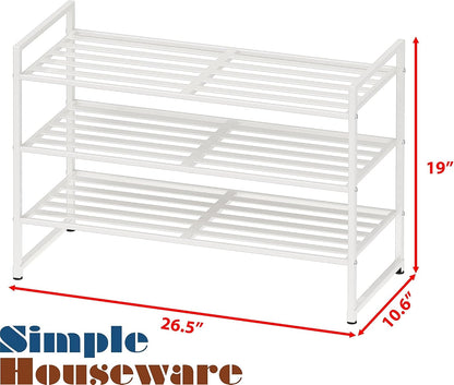 Simple Houseware Zapatero apilable con panel de metal de 3 niveles...