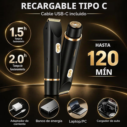 Afeitadora eléctrica impermeable 2 en 1 para mujer, color negro | D...