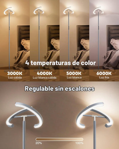 SIBRILLE Lámparas de pie plateadas para sala de estar, lámpara de p...