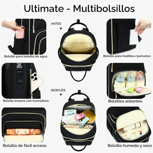 AIJIEKE Mochila para pañales, Mochila para pañales multifuncional g...