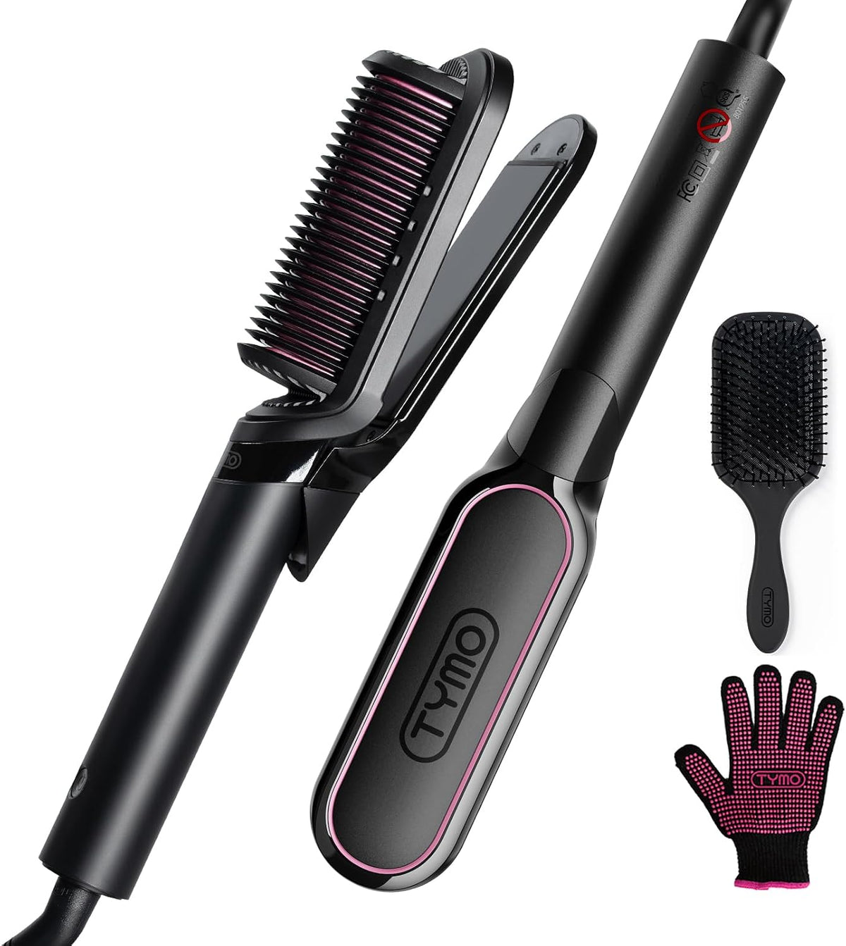 Cepillo alisador de pelo de hierro plano TYMO 2 en 1, peine calient...