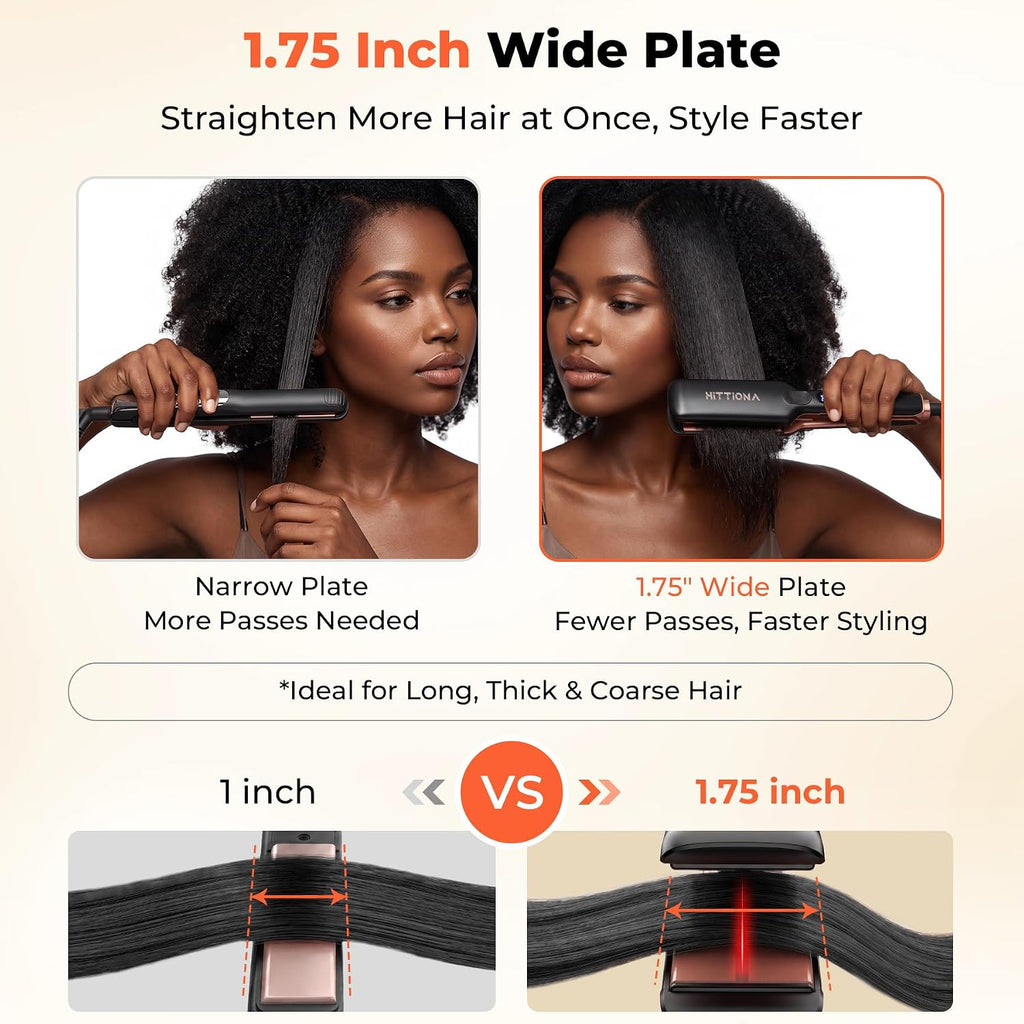 Plancha de pelo de cerámica de 1.75" de ancho para mujeres, pla...
