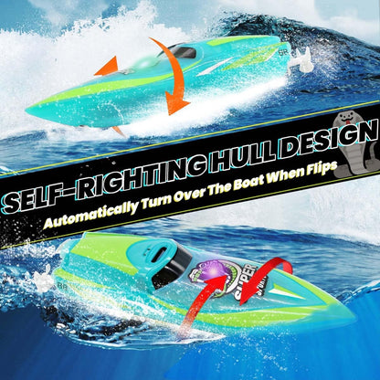 LAFALA Mini RC Boat 2.4GHz con luz LED de giro de 360°, carga USB,...