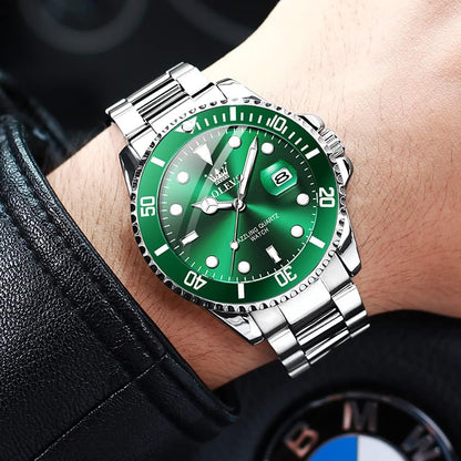 OLEVS Relojes de lujo para hombres grandes de acero inoxidable resi...