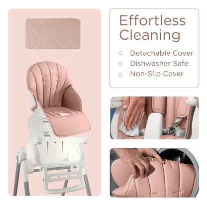 KUB Silla alta plegable 3 en 1 para bebé | 7 alturas y 4 reclinacio...